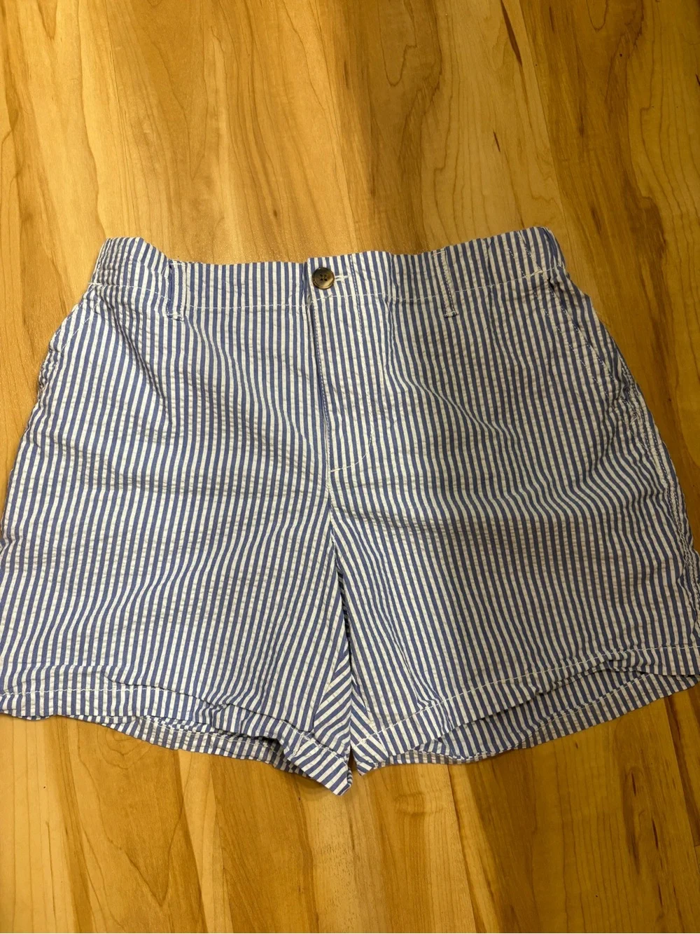 Old Navy Blue & White Striped High-Rise Shorts